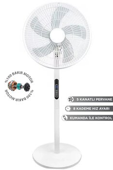 JOYSIDEA AYAKLI VANTİLATÖR KUMANDALI 90 DERECE SALINIMLI 16 İNÇ 8 KADEME HIZ AYARLI