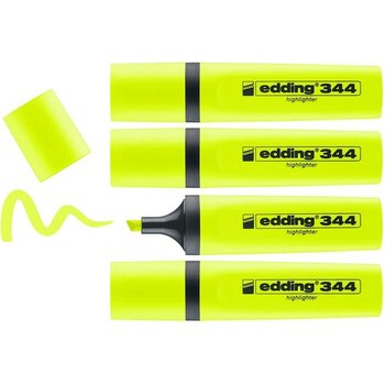 Edding 344 Fosforlu Kalem, Sarı, 4'lü Set, 2-5 mm Kesik Ucu - Sarı