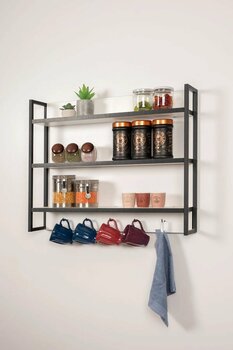 Mudesa Dekortif Metal Ahşap Mutfak Malzeme Rafı