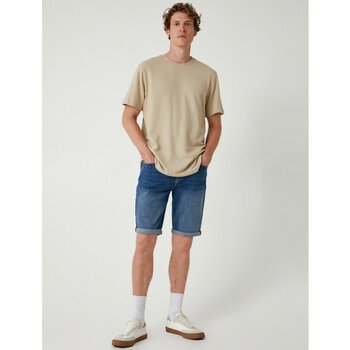 Koton Slim Fit Erkek Kot Şort Cep Detaylı Pamuklu Katlamalı Paça Fonksiyonel Yazlık - Lacivert - 36