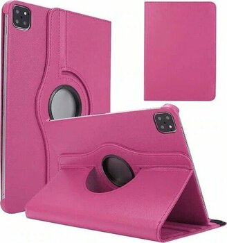 Noktaks Pro 12.9 2022 M2 Pembe Koyu iPad Pro 12.9 2022 M2 Uyumlu Yüksek Kalite Deri Tablet Kılıfı