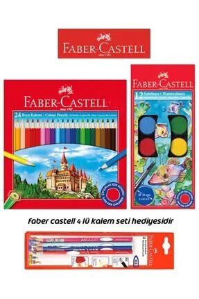 Faber Castell 2'li Boyama Seti (24'lü Kuru Boya + 12'li Sulu Boya + Kalem Seti Hediyeli)