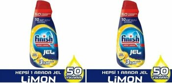 Finish Hepsi Bir Arada Konsantre Jel 1000 ml Limon Bulaşık Makinesi Deterjanı 2 Adet x 1000 ml