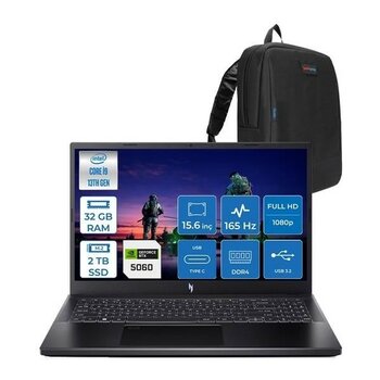 Acer Nitro ANV15-52 Intel Core I9 13900H 32GB 2tb SSD 8GB/RTX5060/75W 15.6" Fhd IPS 165Hz Freedos Taşınabilir Bilgisayar NHQZAEY004F11 + Zettaçanta