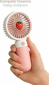 Metaforce Mini Fan Şarjlı Taşınabilir El Vantilatörü 5W Güçlü Meyve Figürlü USB Mini Fan - Pembe