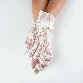 Elegance Scarf Beyaz Dantel Fırfır Gelin Eldiveni