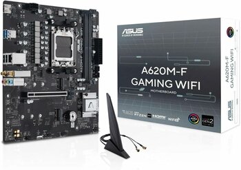 ASUS A620M-F GAMING WIFI anakart, AMD mATX, DDR5, 2x M.2 PCIe 4.0, HDMI, 2.5 GB Ethernet, USB 3.2 Gen 1 Tip-A, SafeSlot Core+, Q-DIMM, Q-LED Core, Q-Slots, ASUS 5X PROTECTION III, Armoury Crate