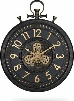 Efe Mark Premium Serisi Antik Eskitme Kadranlı Döner Çarklı 60 cm Siyah Yuvarlak Duvar Saati