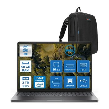 Dell Pro 16 Xcto Ultra Core 5 120U 48GB Ddr5 2tb SSD Intel Graphics 16" Fhd+ 300NIT Ubuntu Taşınabilir Bilgisayar XCTOPRO16UI5F19 + Zettaçanta