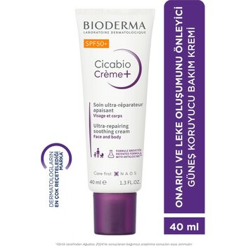 Cicabio Cream SPF50+ Onarıcı, Leke Önleyici Güneş Koruyucu İçeren Yüz, Vücut Bakım Kremi Bebek, Çocuk ve Yetişkin Kullanımına Uygun 40 ml