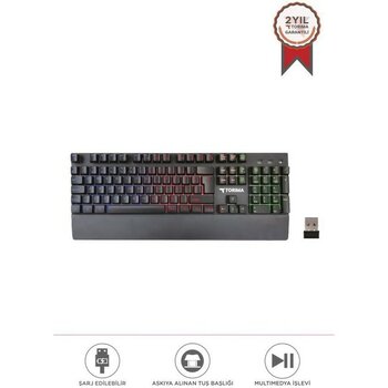 Torima Oyuncu Klavyesi Rgb Işıklı Mekanik Şarjlı Kablosuz Klavye TK10 Siyah