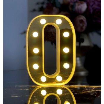 Expresstore 3D Işıklı LED Harf Dekoratif Aydınlatma Büyük Boy O - Option-1 - 0 - Siyah - 1 Adet