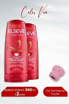 Elseve Color Vive Renk Koruyucu Bakım Kremi 360 Ml X 2 Adet Ve Tarko Yüz Temizleme Fırçası Pembe - 1