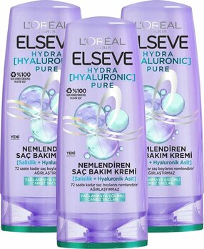 ELSEVE Hydra Hyaluronic Pure Saç Kremi 250 ml X 3 Adet