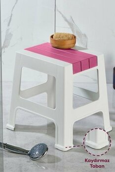 Vienev Plastik Küçük Tabure Pembe Pembe