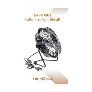 Masaüstü Fan Metal Vantilatör USB ile Çalışan Soğutucu Siyah