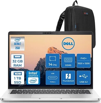 Dell Pro 14 Plus Core Ultra 7 255u 5.1ghz 32 GB RAM 1 TB SSD FreeDOS Boost 14" IPS Fhd+ Pb14250bto110f13 - Zetta Çanta
