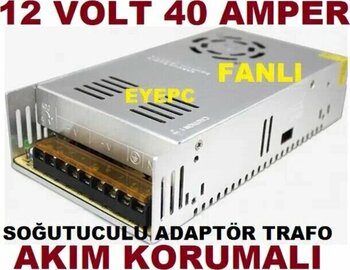 Eyepc Elektrik Panalleri Için 12v 40a Metal Kasa Akım Korumalı 40A Adaptör