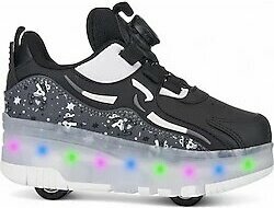 Çocuk Patenli Işıklı Tekerlekli Spor Ayakkabı Unisex Siyah 37