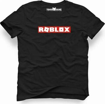 Tshirthane Roblox logo Siyah M Kısa Kol Bisiklet Yaka T-Shirt