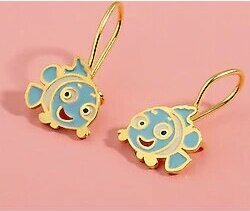 Feays Silver 925 Ayar Gümüş Mineli Balık Figürlü Çocuk Küpesi