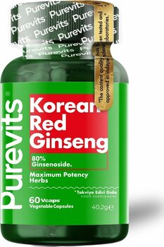 Purevits Kırmızı Kore Ginseng- Korean Red Ginseng 500 Mg – 60 Vegan Kapsül