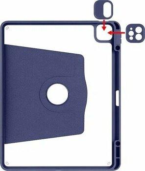 Kilifone Lacivert iPad Pro 12.9 inç 6. nesil 2022 Uyumlu Kalem Bölmeli Dönen Termik Standlı Kılıf