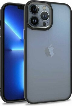 Gpack Apple iPhone 13 Pro Max Kılıf Flora Sert Silikon Arkası Cam Şeffaf Siyah