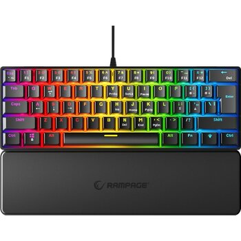 Rampage Plower K60 Mini Oyuncu Klavyesi Mekanik Klavye Bilek Destekli Blue Switch Gaming Klavye Oyuncu Klvye - Siyah