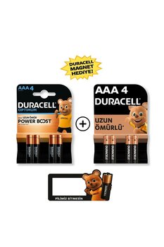 Duracell Optimum AAA Alkalin Kalem Pil 4’lü Paket + AAA Alkalin Kalem Pil 4' lü Paket
