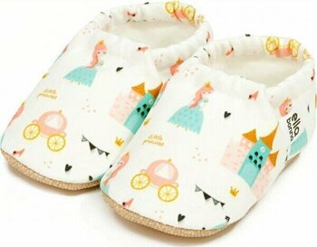 Ella Bonna Desenli Bebek Patiği, Kaydırmaz Taban, Ev Kreş Ayakkabısı Panduf, Prenses - 20 - Turkuaz - Beyaz - Açık Pembe