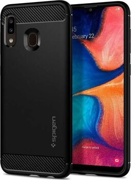 Spigen Galaxy A20 ile Uyumlu Kılıf Rugged Armor Matte Black