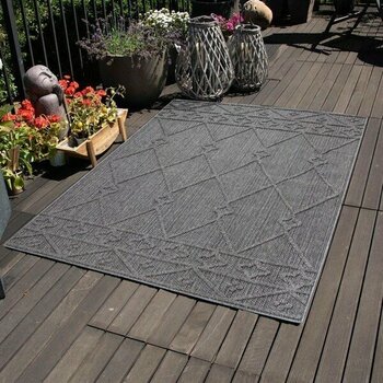Carpettex Balkon Teras Bahçe Dış Mekan Halısı Iskandinav Desenli Gri Renkli Halı - 120 x 170 cm