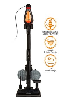 FANTOMPluto P 6100 Plus Cyclone Elektrikli Moplu Dikey Süpürge Siyah