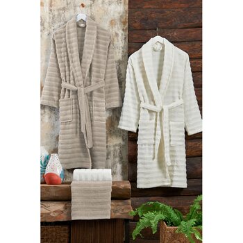 Elart Soft Bornoz Aile Seti Hamam Seti 4 Parça 70x135 Cm Bej-krem Bej Standart