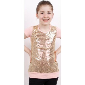 Toontoy Kız Çocuk Önü Komple Pullu Tişört - Pudra - 12 Yaş