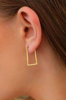 MOOM MÜCEVHERAT Altın Küpe 14 Ayar Altın Kare Halka Küpe-2,50 CM