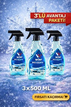 WÖRF Buz Çözücü Sprey 500 ml X 3 Adet Oto Cam Buz Çözücü & Buzlanma Önleyici