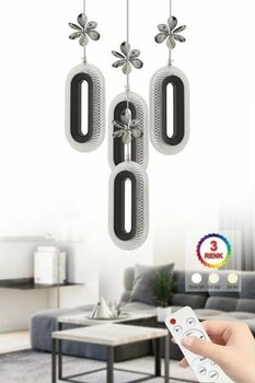 Istanbul Avize LED Alfa 4'lü Siyah Kumandalı 3 Renk Ledli Kristal Taşlı Modern LED Avize