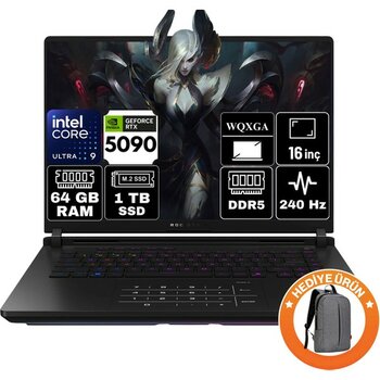 Asus Rog Strix Scar 16 Intel Core Ultra 9 275HX 64GB 1tb SSD RTX5090 24GB Freedos 16" 2.5k 240Hz Wqxga Taşınabilir Bilgisayar G635LX-RW144-A17 - 1 TB