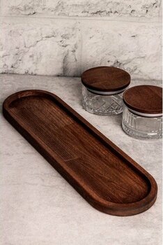 Rabo Craft Ahşap Oval Tepsi 40 Cm - Doğal Ahşap Çam Masif