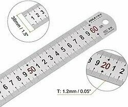 60cm 24 İnch - Çift Taraflı Paslanmaz Çelik Metal Cetvel - Kalınlık 1mm