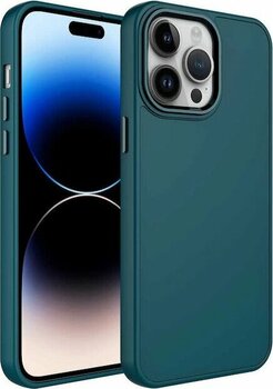 Noktaks - Iphone Uyumlu 13 Pro - Kılıf Metal Çerçeve Ve Buton Tasarımlı Silikon Luna Kapak - Koyu Yeşil Sadece Kılıf