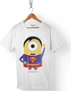 Minyonlar Mınnıons Superman Süper Kahraman Hero Erkek Tişört - Beyaz - Renkli - 2XL