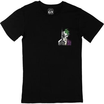 Cix Batman & Joker Cep Logo Tasarımlı Siyah Pamuk XXL Kısa Kol Bisiklet Yaka Tişört