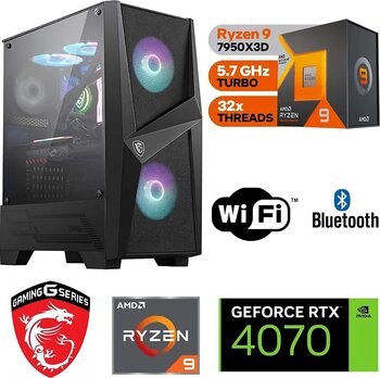 MSI 12GB RTX 4070 - GAMİNG PC DDR5- RYZEN 9 7950X3D - 32 GB DDR5 RAM - 1 TB M.2 SSD -SIVI SOGUTMALI