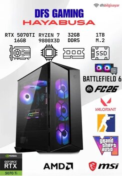 Dfs Gamıng Hayabusa Ryzen 7 9800X3d-B650m-Rtx 5070 Tı 16Gb-32Gb Ddr5 Ram-1Tb M.2 Ssd-Oyuncu Bilgisayarı