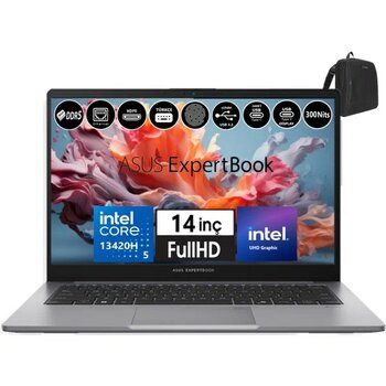 Asus Expertbook P1 P1403CVA-I58512G0D Intel Core I5-13420H 32GB Ddr5 2tb SSD Windows 11 Pro 14" Fhd Intel UHD Taşınabilir Bilgisayar WXI58512G0DW19