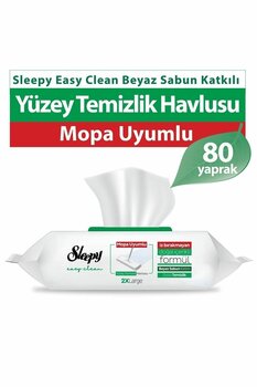 Sleepy Easy Clean Beyaz Sabun Katkılı Mopa Uyumlu Yüzey Temizlik Havlusu 80 Yaprak