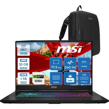 MSI Msı Katana 17 Hx Intel Core I7 14650HX 32GB Ddr5 1tb SSD Freedos RTX5060 8gb Gddr7 115W 17 Inç 2k QHD(2560X1440) 240HZ Gaming Laptop B14WFK216X...